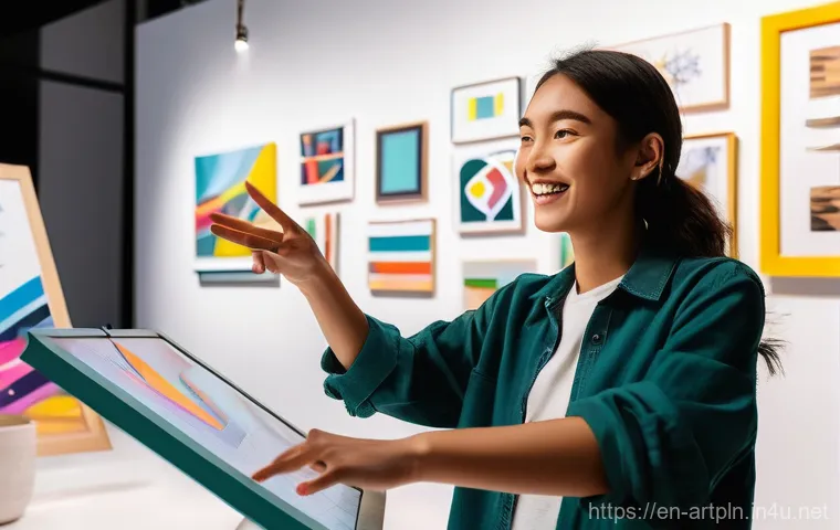 미술문화기획사 채용 면접에서의 키포인트 - **Prompt:** "A vibrant, dynamic shot of a young adult, possibly a non-binary person, with an energet...