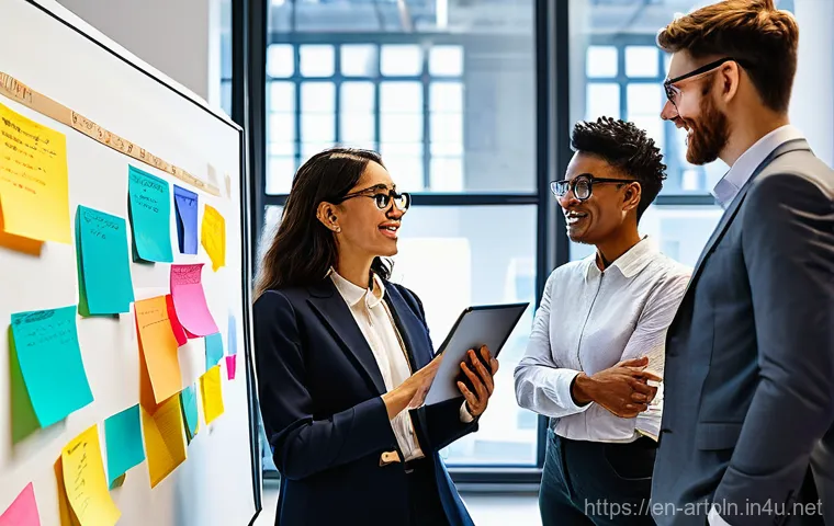 미술문화기획사의 경력 쌓기 노하우 - **Subject**: A diverse team of cultural planners, consisting of young to middle-aged individuals (me...