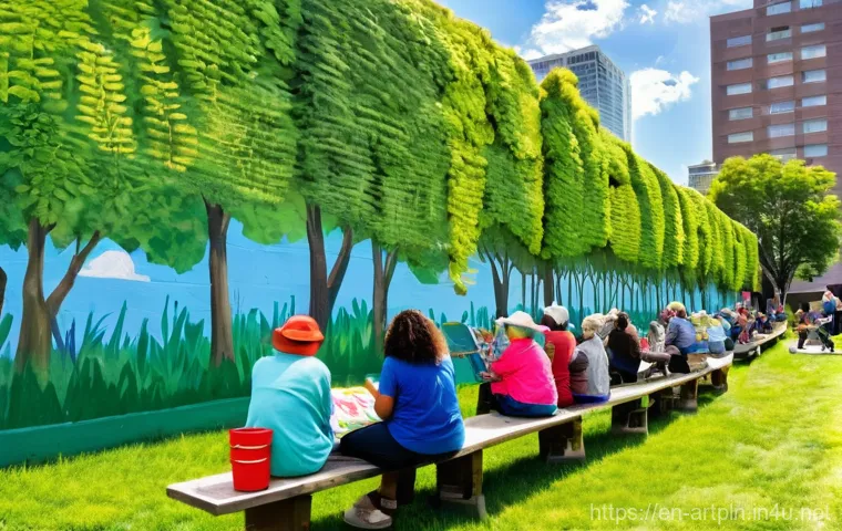 미술문화기획사의 전시회 사례 연구 - **Immersive VR/AR Art Experience:** A diverse group of people, including teenagers and adults, weari...