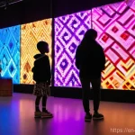 미술문화기획사의 자격 시험 필수 스킬 - **Prompt:** A vibrant, bustling indoor art and culture festival. The scene is filled with a diverse ...