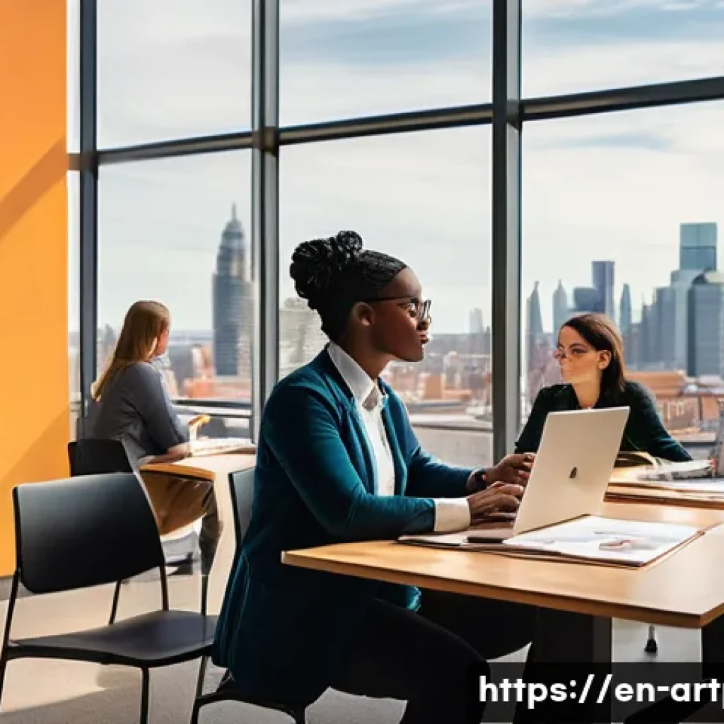 미술문화기획사와 관련된 대학원 프로그램 추천 - A modern classroom scene in a prestigious university, featuring diverse graduate students engaged in...