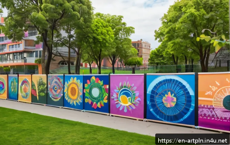 미술문화기획사의 주요 과제 해결 방법 - A vibrant community mural painting event in an urban neighborhood park during daytime, featuring div...