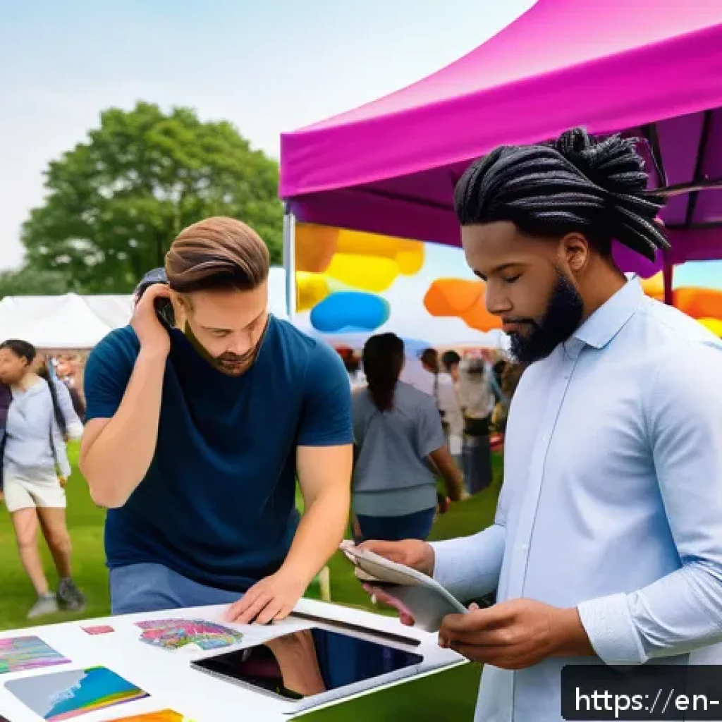 미술문화기획사 채용 인터뷰의 FAQ - A dynamic art culture planner coordinating a multicultural outdoor art festival, featuring diverse a...