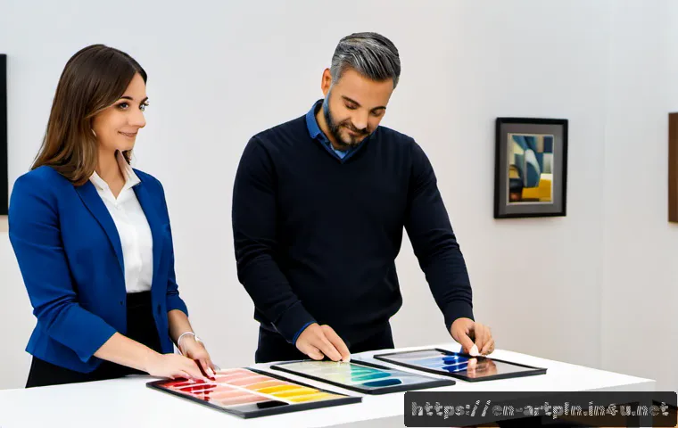미술문화기획사 직업에 대한 오해와 진실 - Photorealistic editorial scene inside a contemporary community art gallery, a professional arts and ...